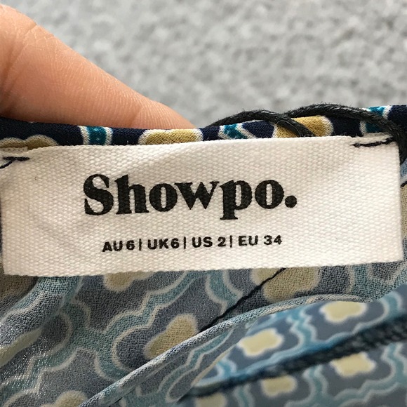 New Showpo Brunita Maxi Slip Dress V Neck Tile Geo Print Spaghetti Strap size 2 - Picture 9 of 11